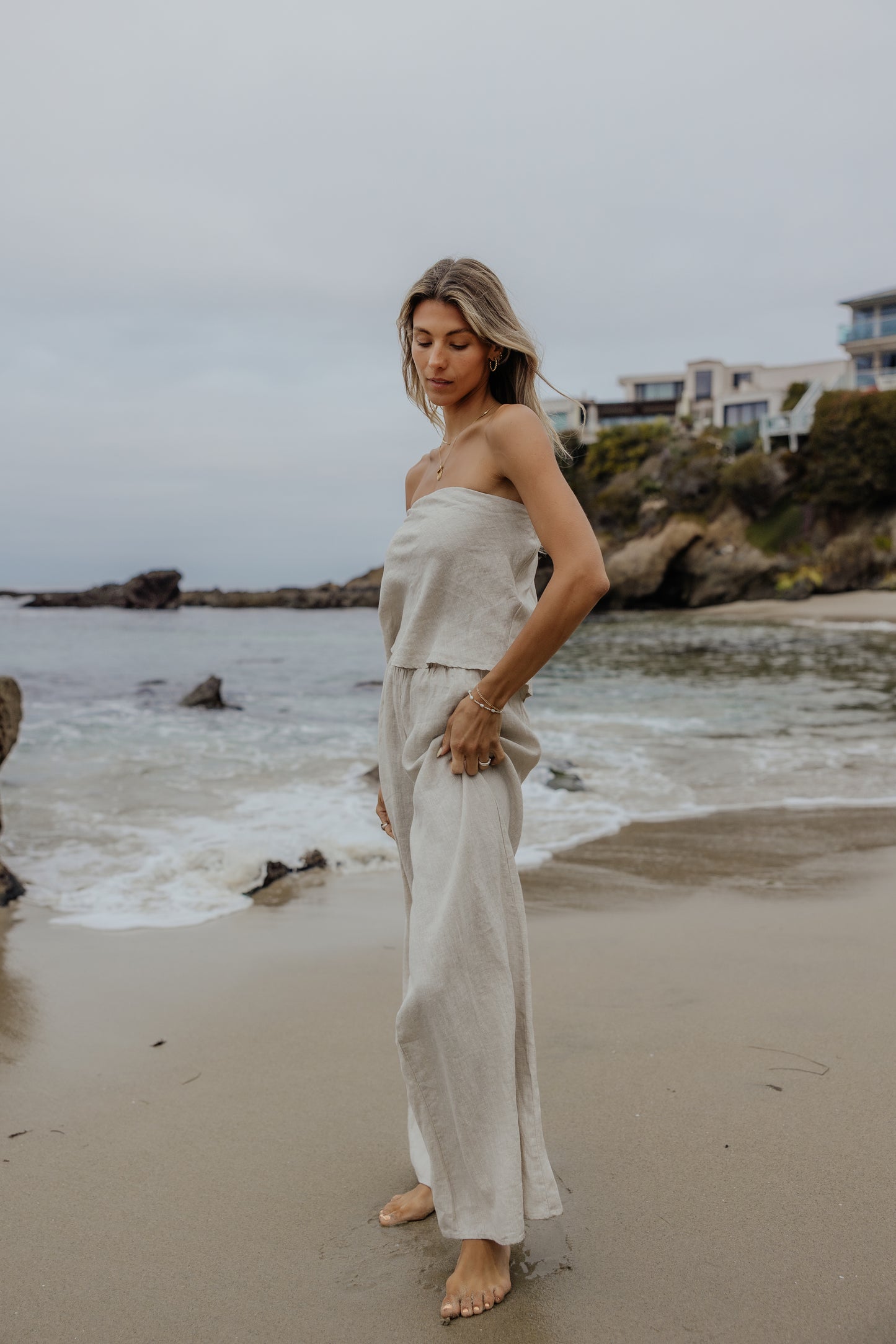 Sandy Linen Strapless Top