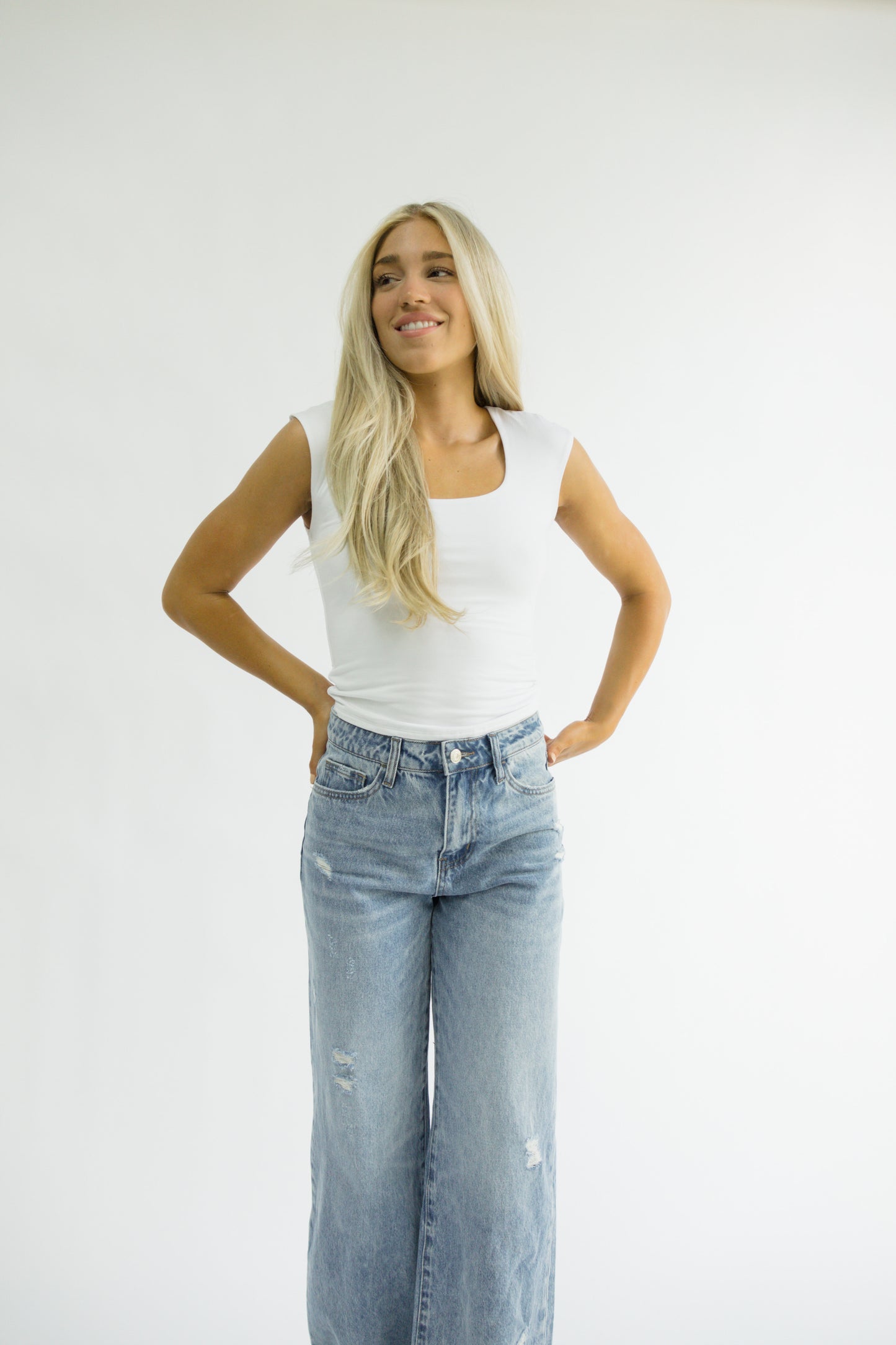 Clean Cap Sleeve Top // White