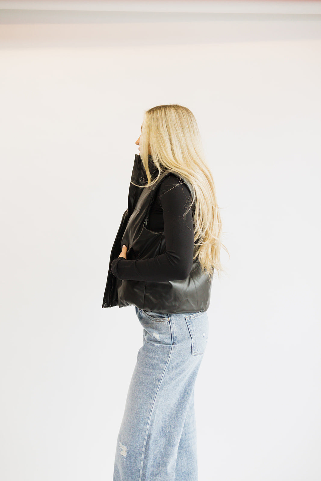 Street Chic Faux Leather Puffer Vest