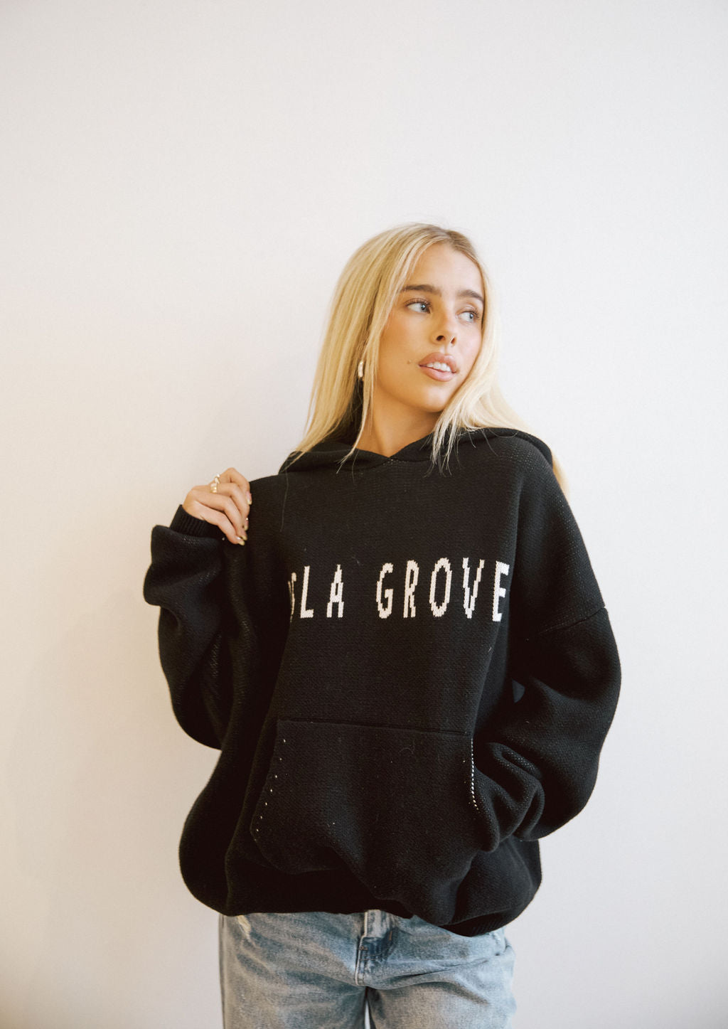 Isla Grove Original Knit Hoodie // Onyx
