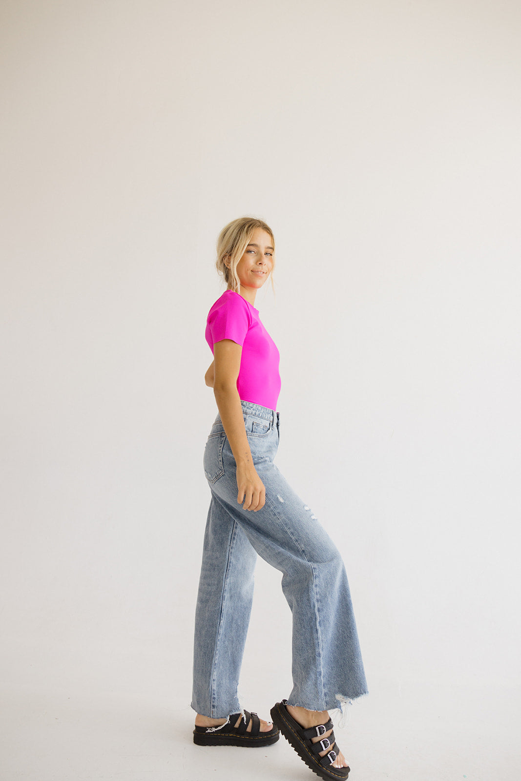 Smoothing T-Shirt Bodysuit // Pink Highlighter