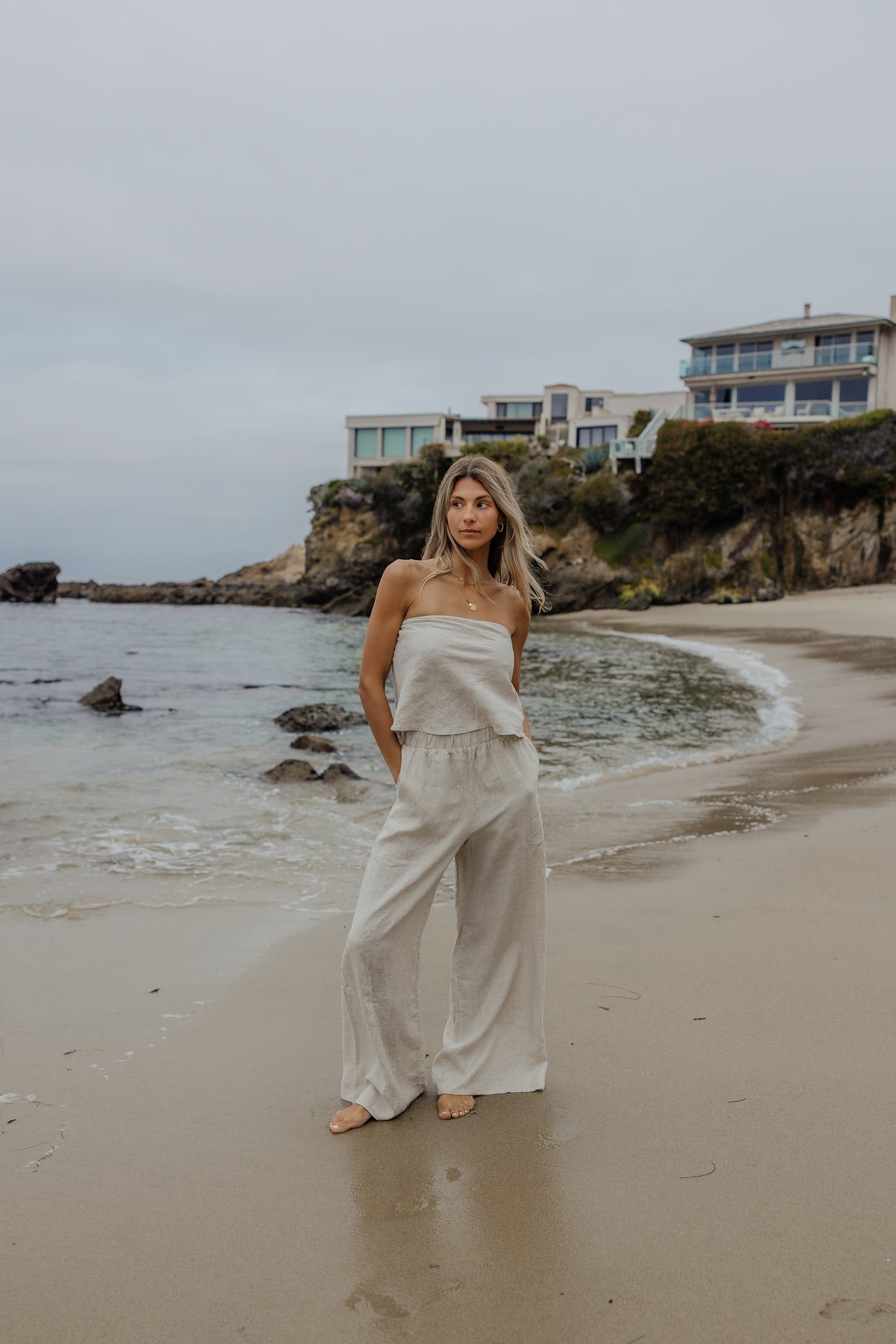 Sandy Linen Wide Leg Pants
