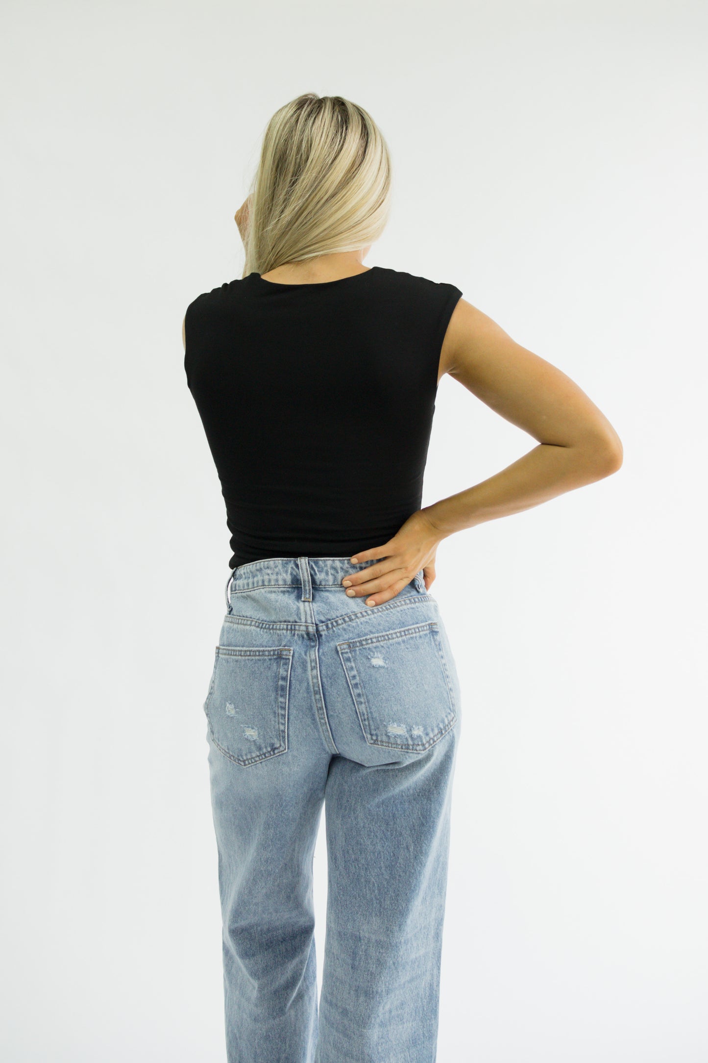 Clean Cap Sleeve Top // Black