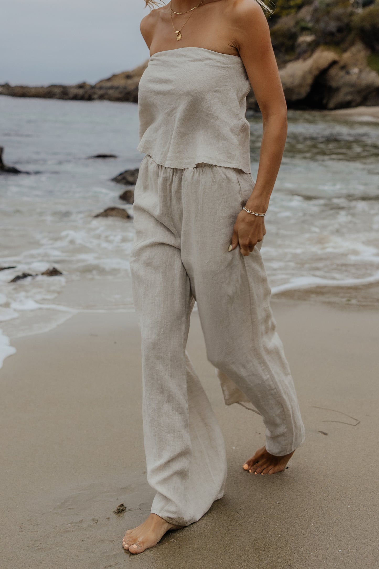 Sandy Linen Wide Leg Pants