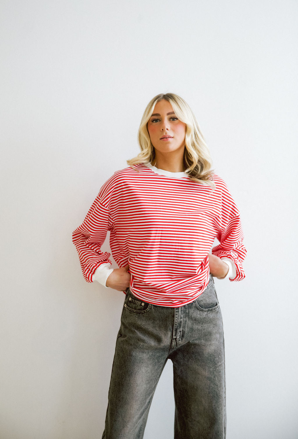 Emmi Stripe Long Sleeve // Red *RESTOCKED*
