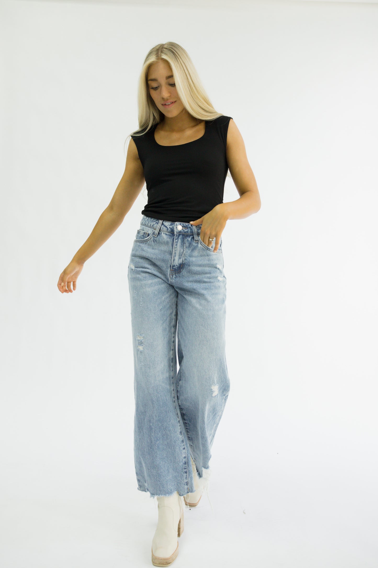 Clean Cap Sleeve Top // Black