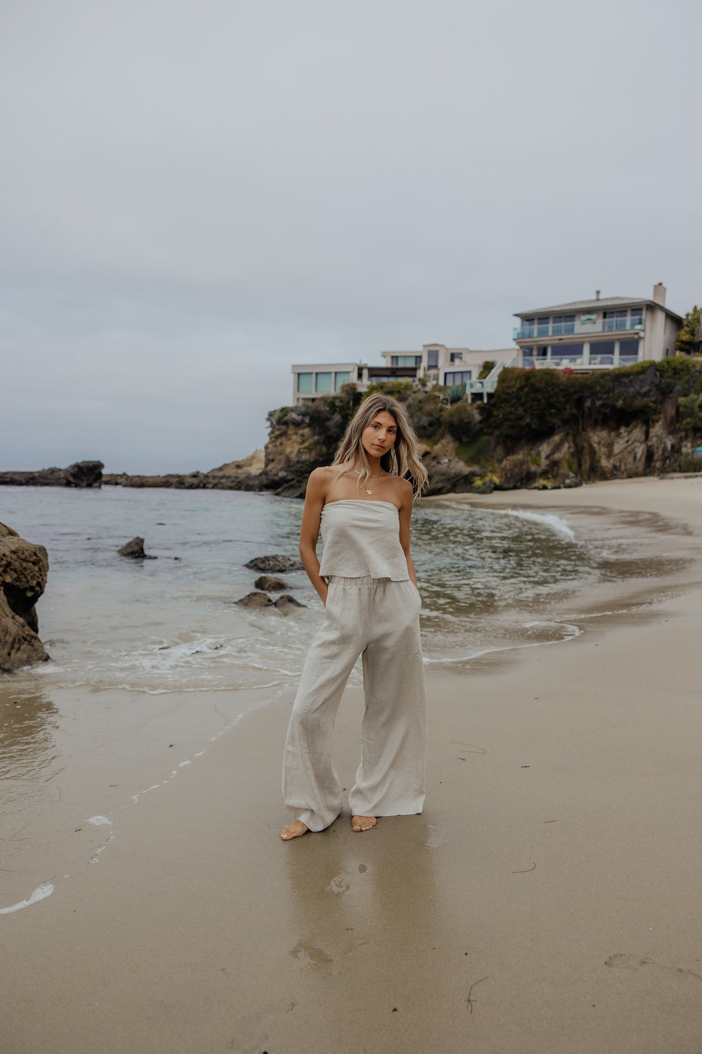 Sandy Linen Wide Leg Pants