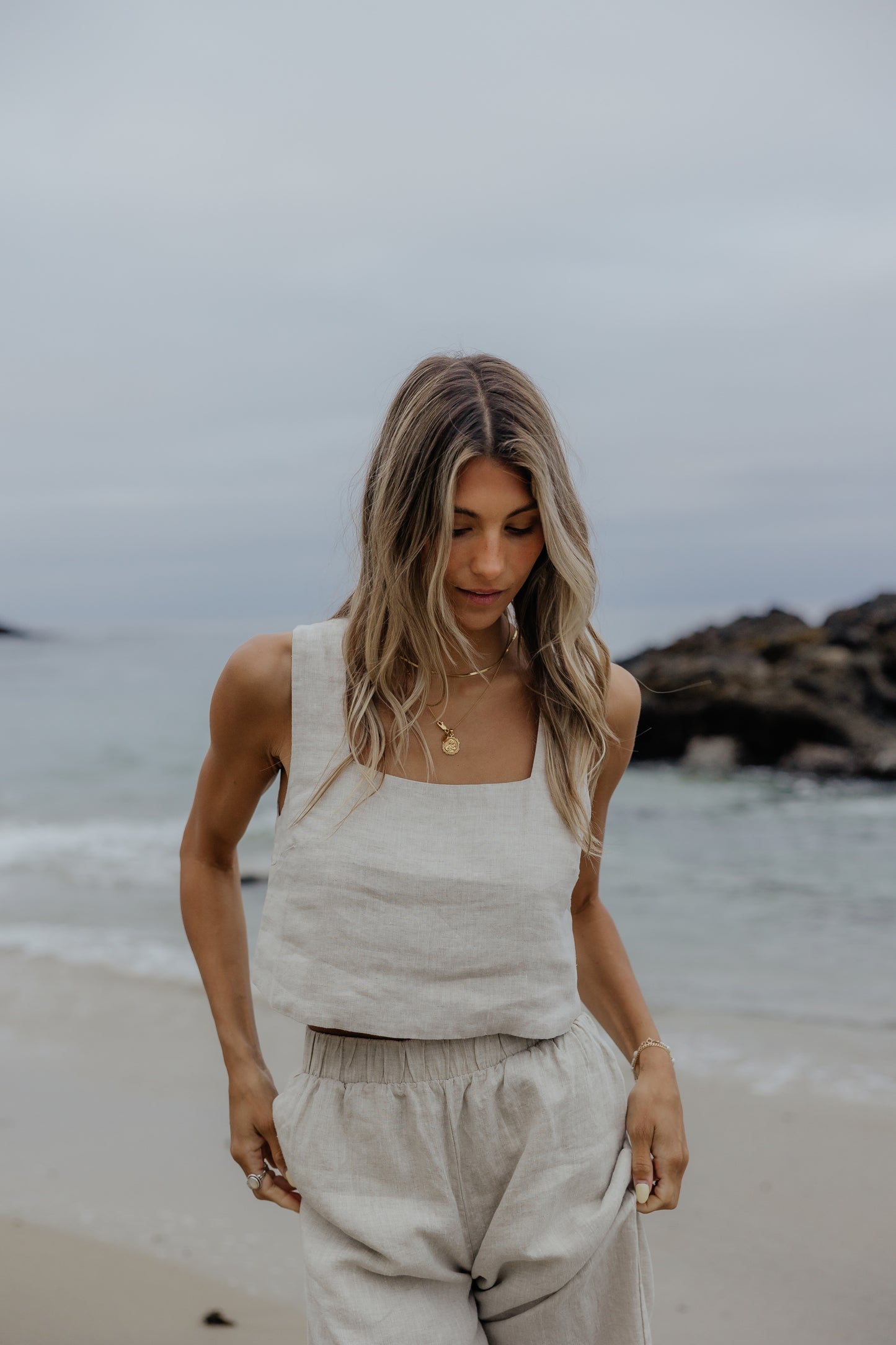 Sandy Linen Square Neck Top