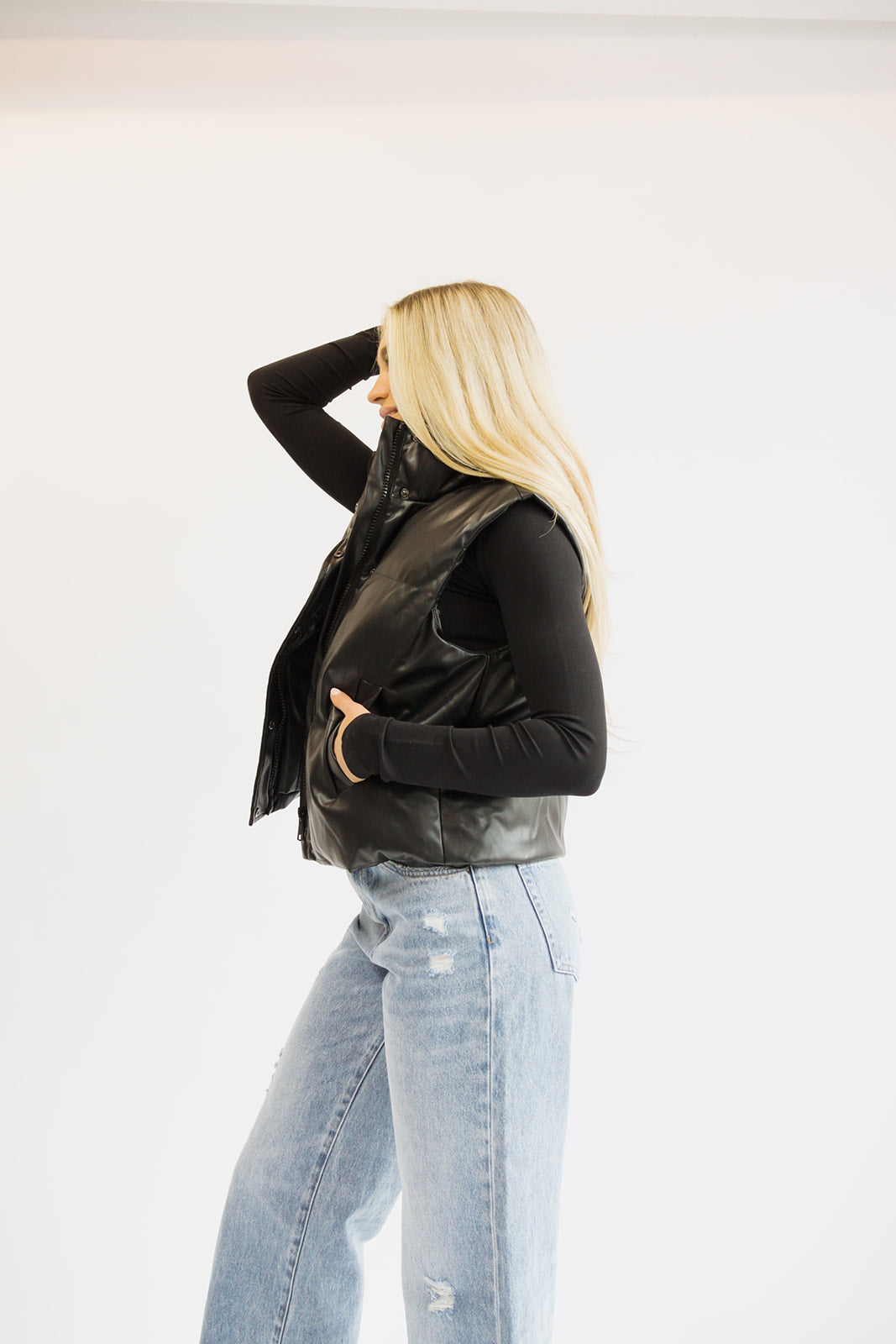 Street Chic Faux Leather Puffer Vest