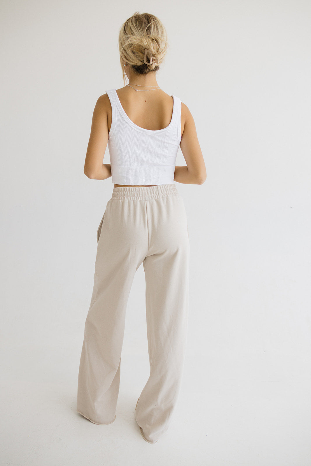 Kira Wide Leg Sweatpants // Beige
