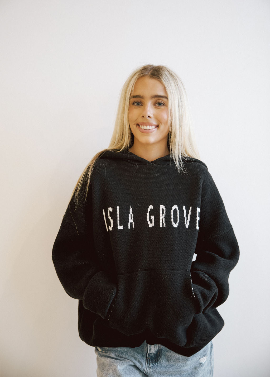 Isla Grove Original Knit Hoodie // Onyx