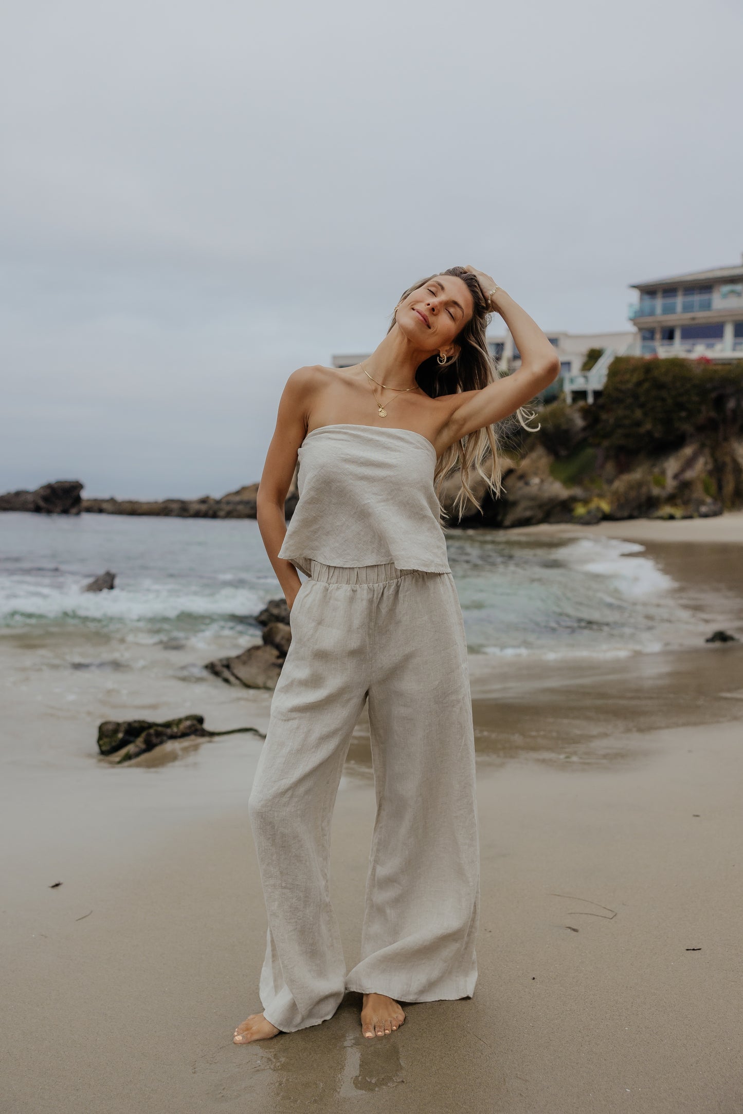 Sandy Linen Wide Leg Pants