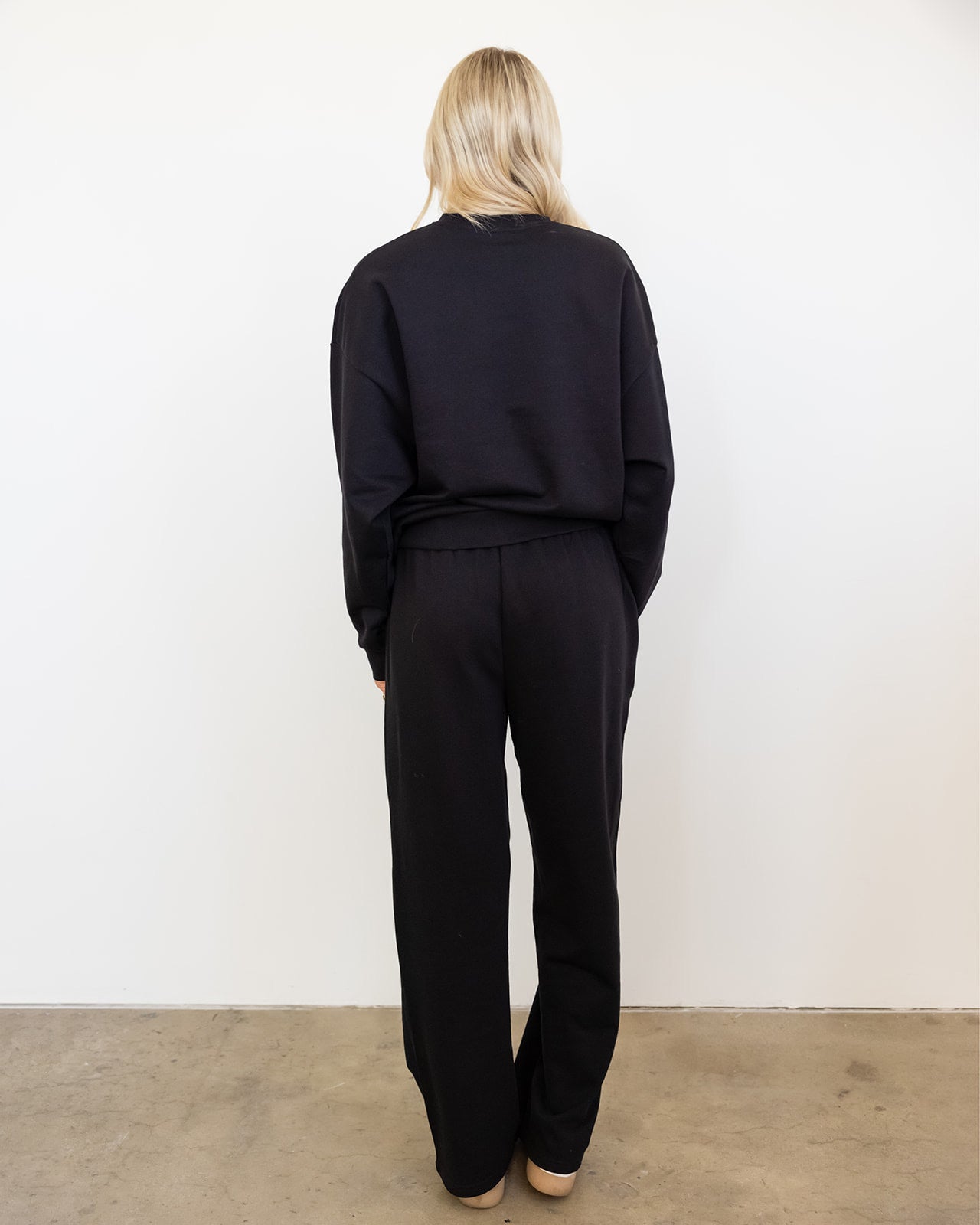 Isla Grove French Terry Wide Leg Pants // Black