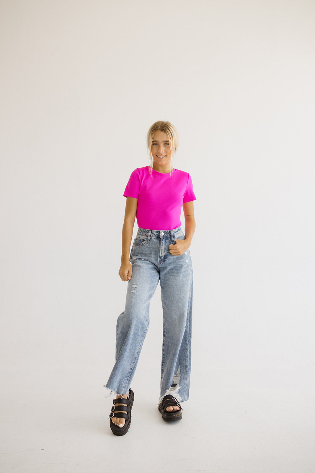 Smoothing T-Shirt Bodysuit // Pink Highlighter
