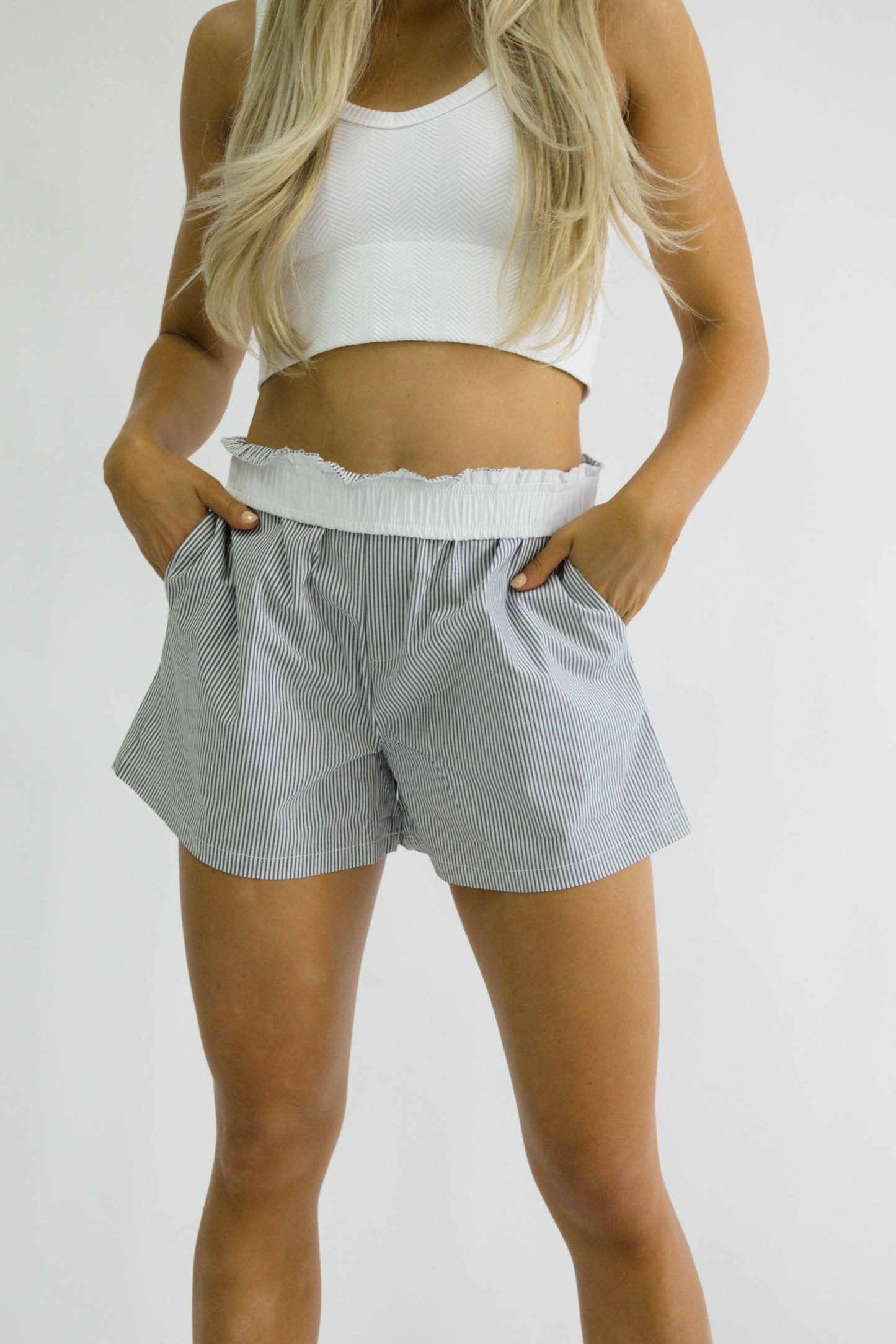 It Girl Boxers // Charcoal Stripe