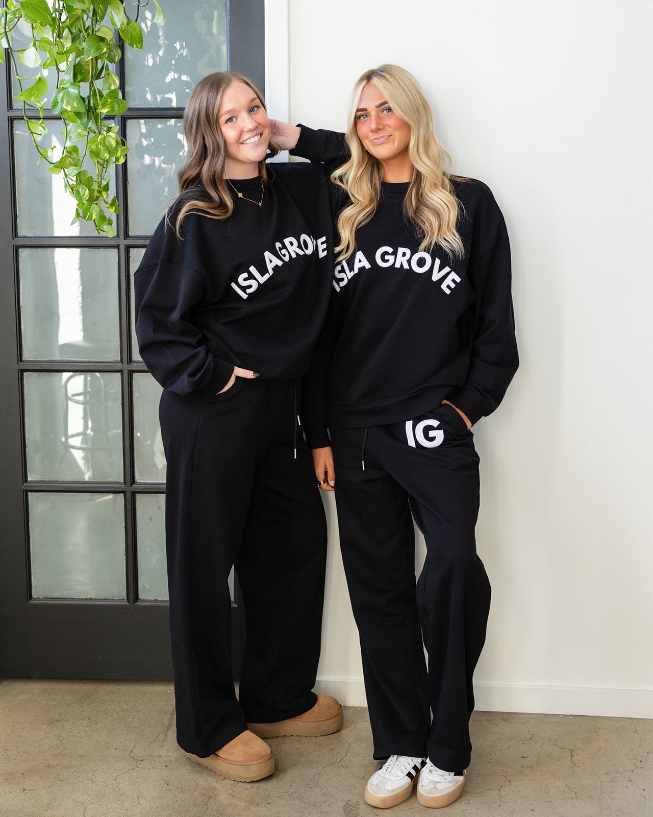 Isla Grove French Terry Wide Leg Pants // Black