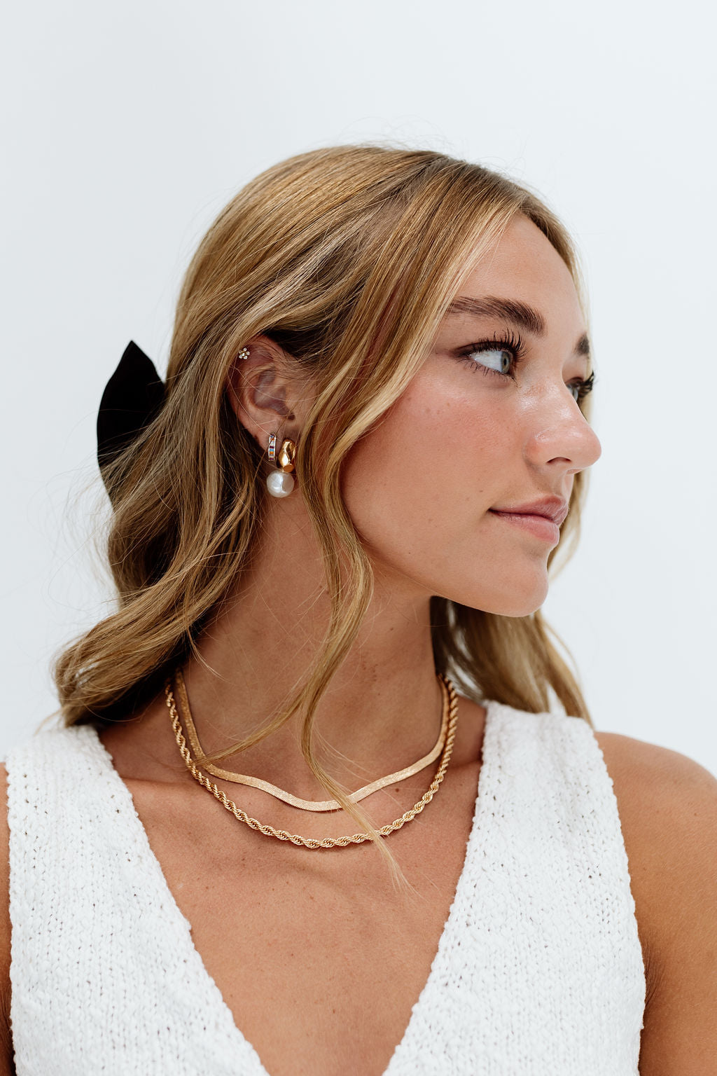 Hailey Herringbone Rope and Chain Necklace Set
