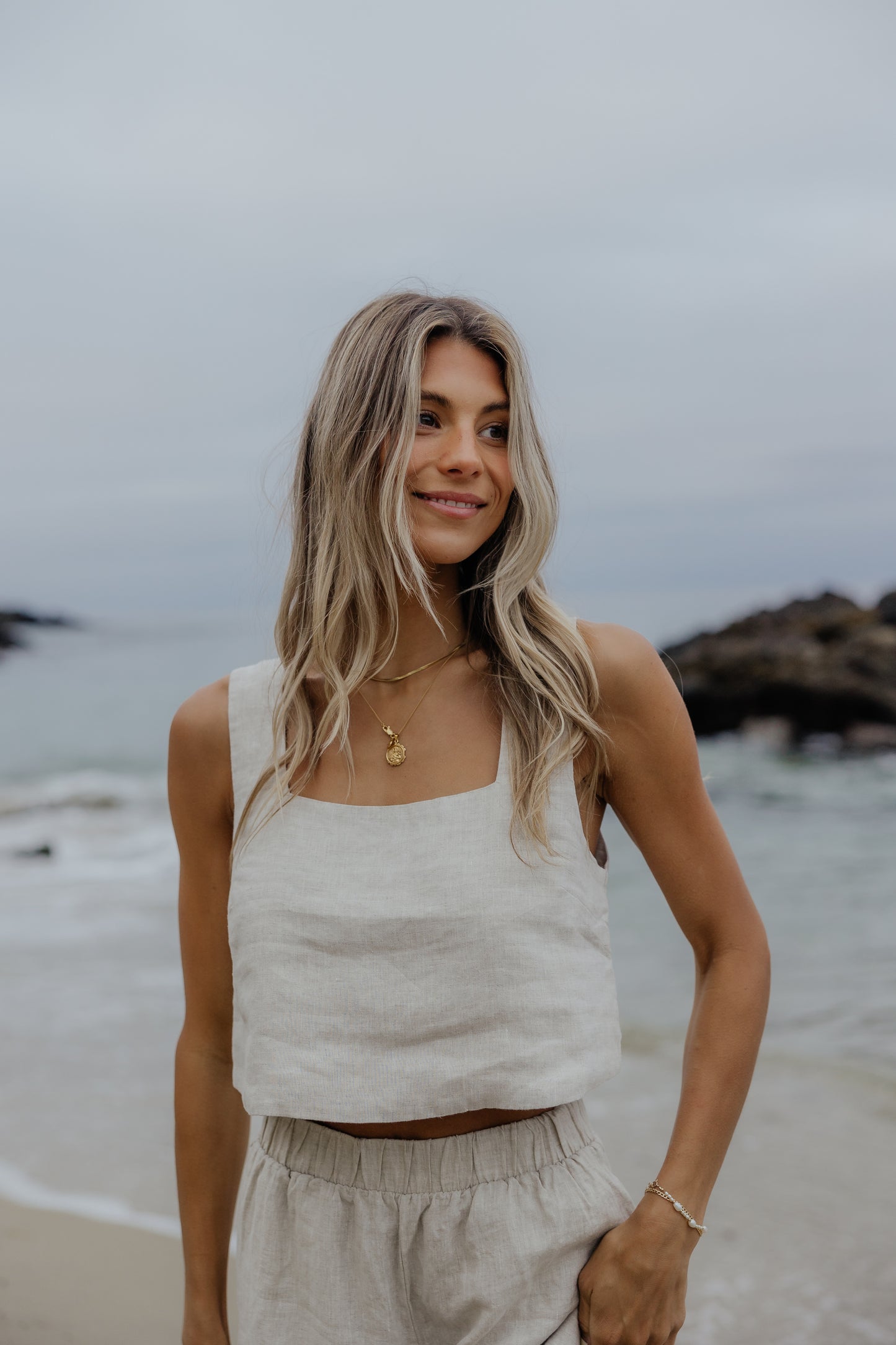 Sandy Linen Square Neck Top