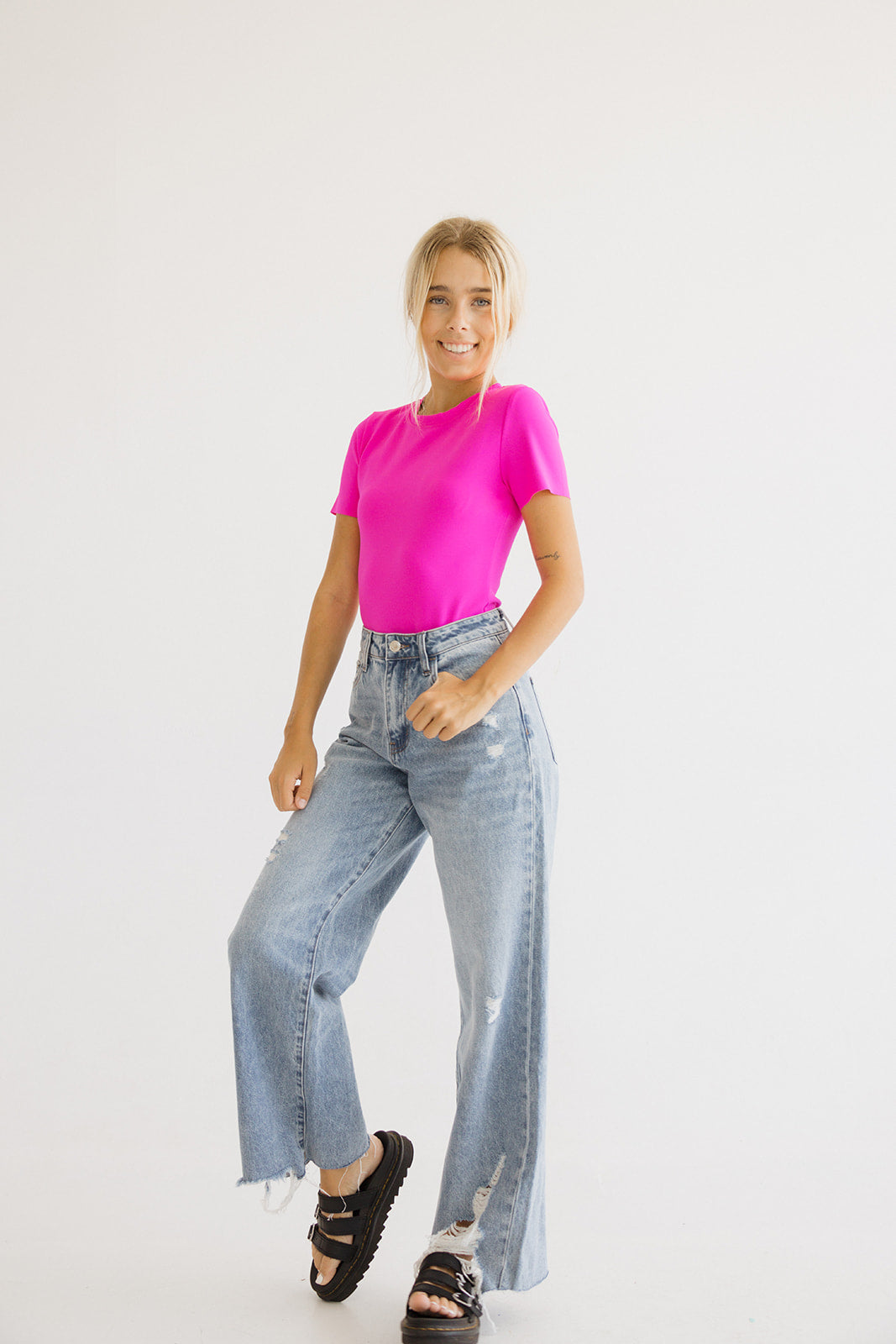 Smoothing T-Shirt Bodysuit // Pink Highlighter