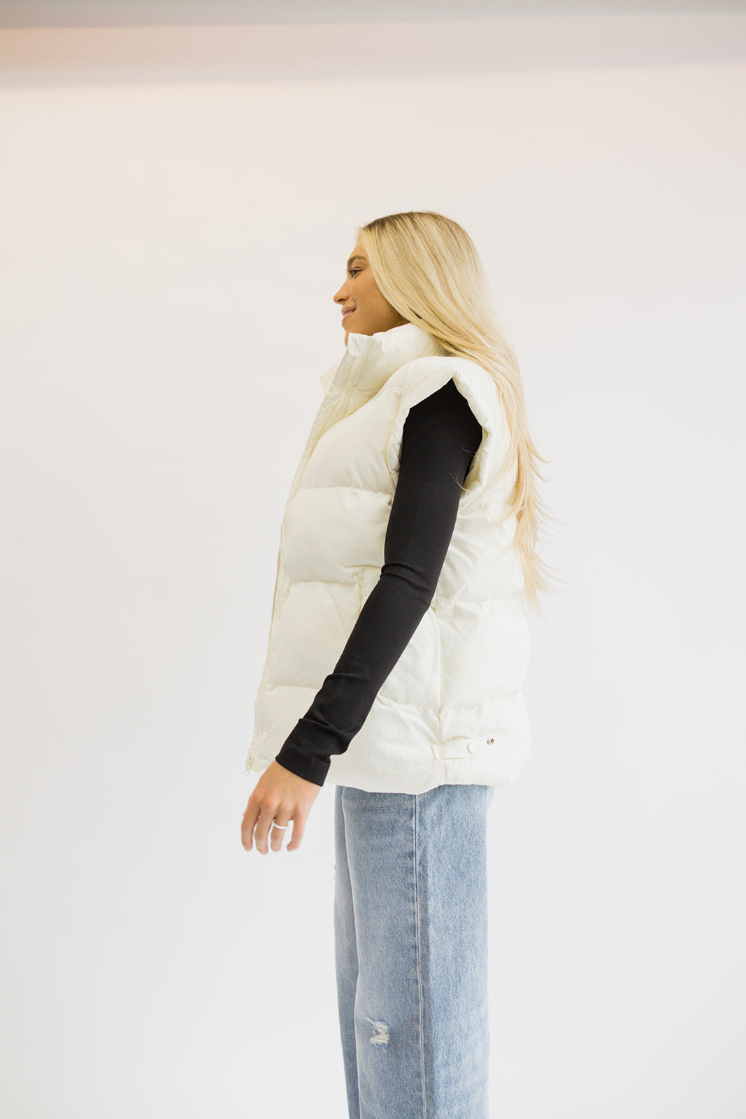 Ava Puffer Vest // Cream