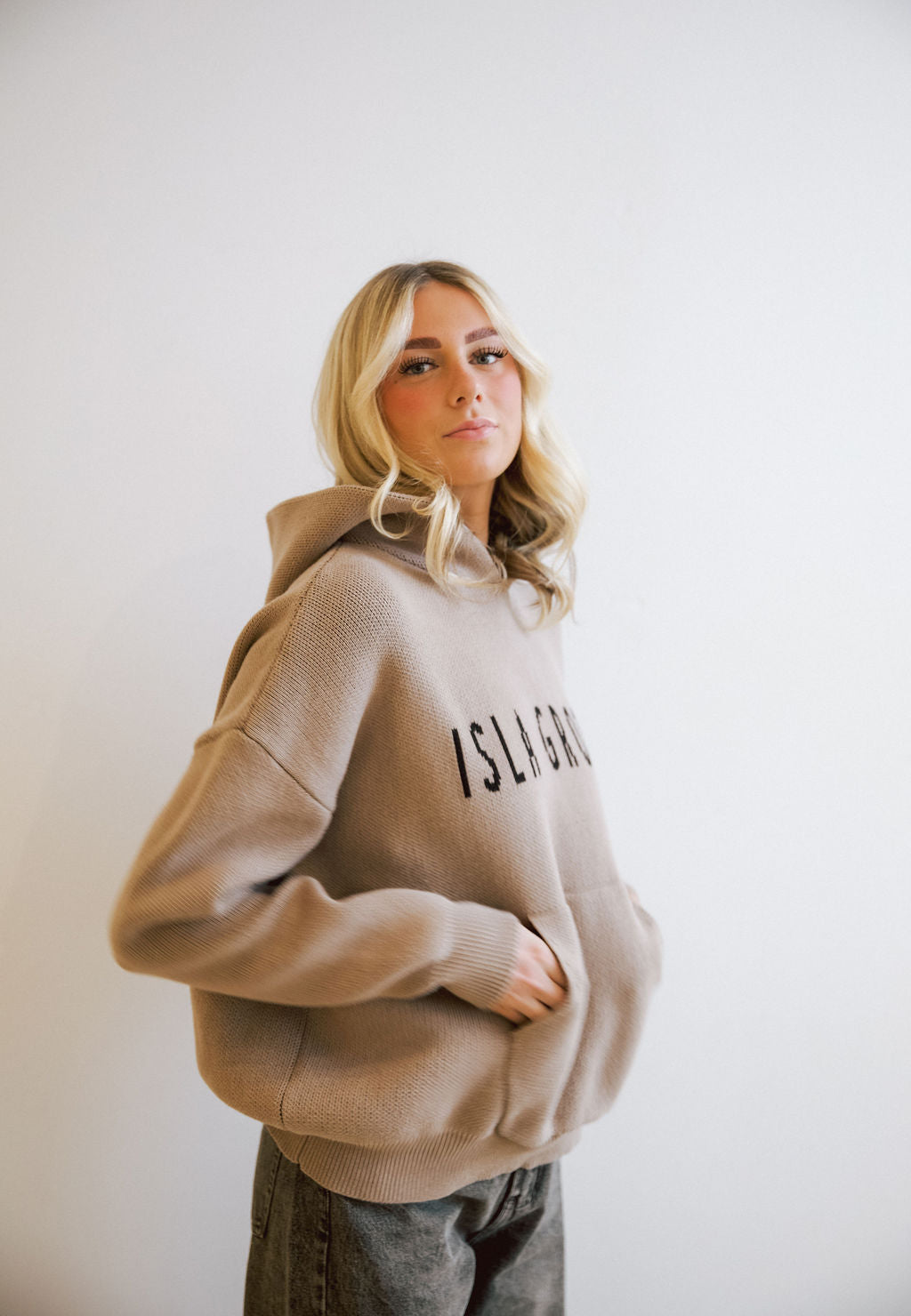 Isla Grove Original Knit Hoodie // Sand