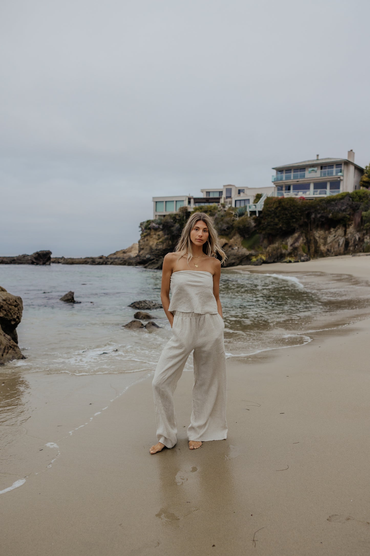 Sandy Linen Wide Leg Pants