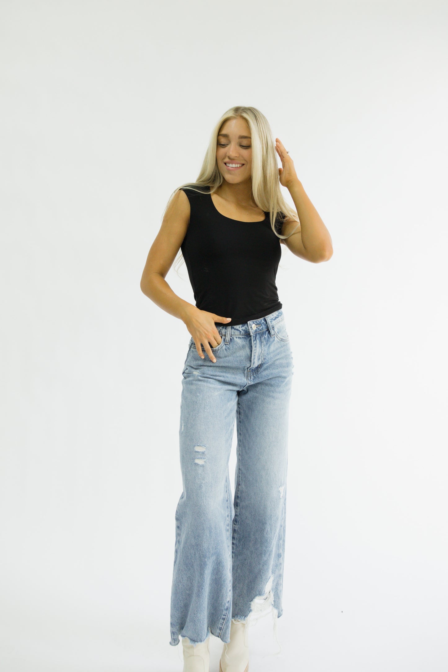 Clean Cap Sleeve Top // Black
