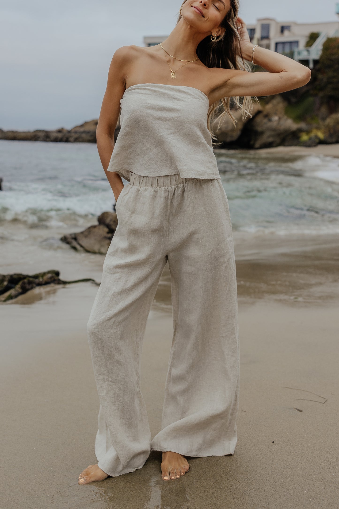 Sandy Linen Wide Leg Pants