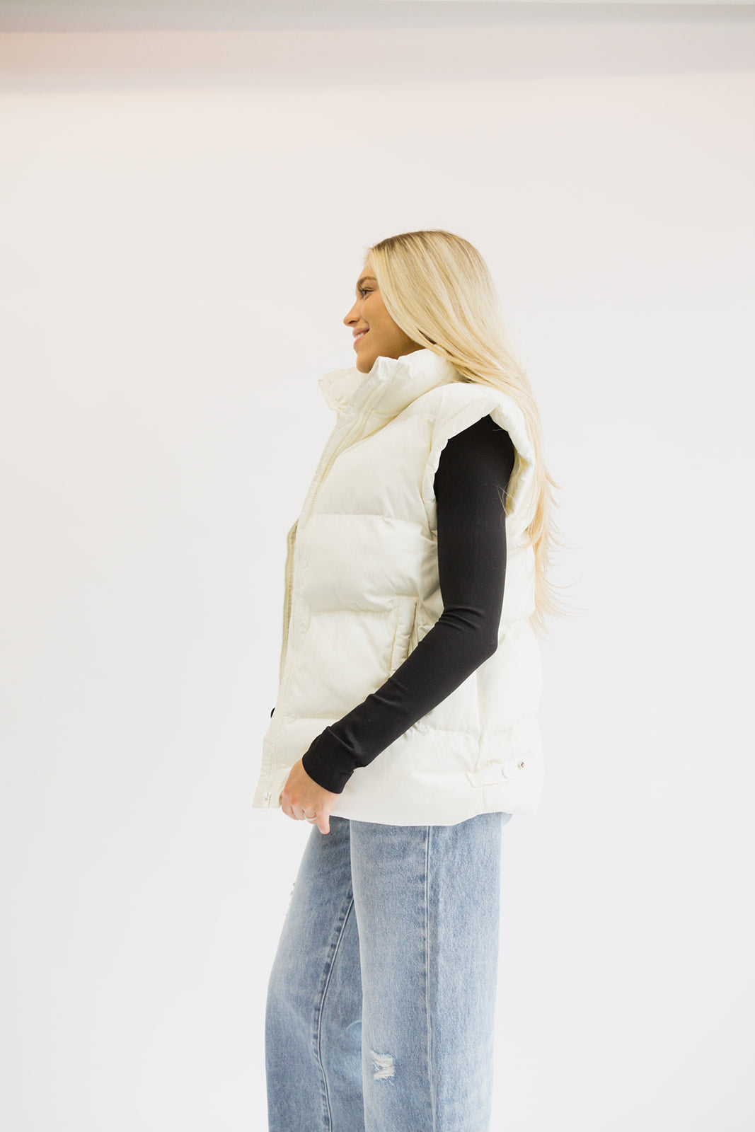Ava Puffer Vest // Cream