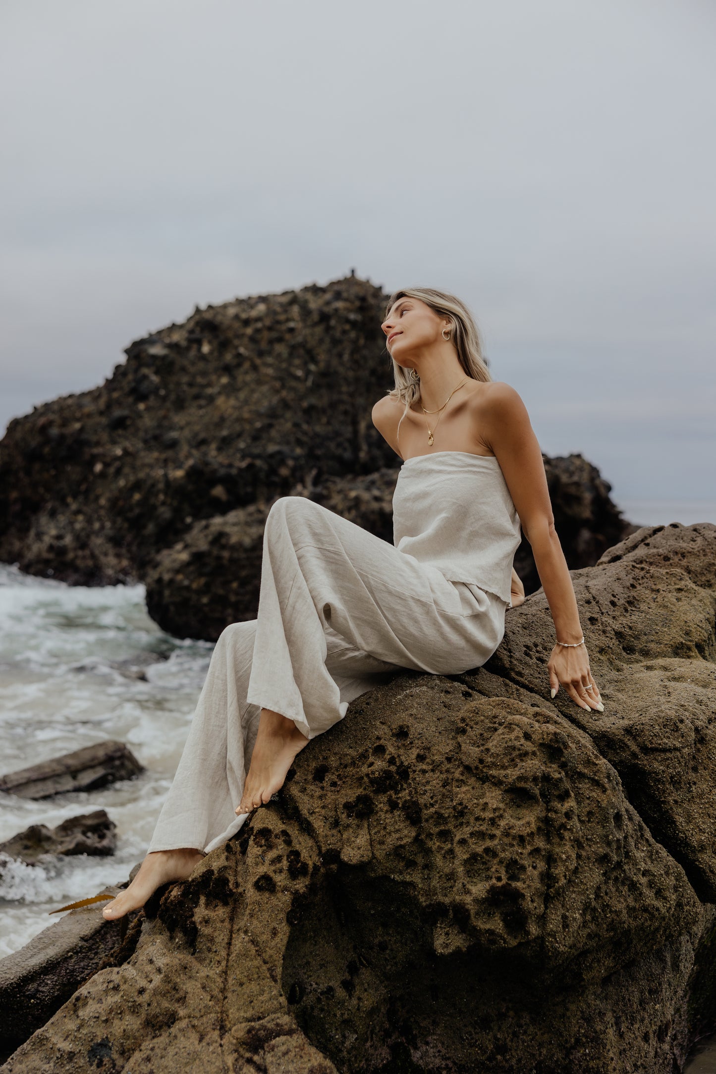 Sandy Linen Wide Leg Pants