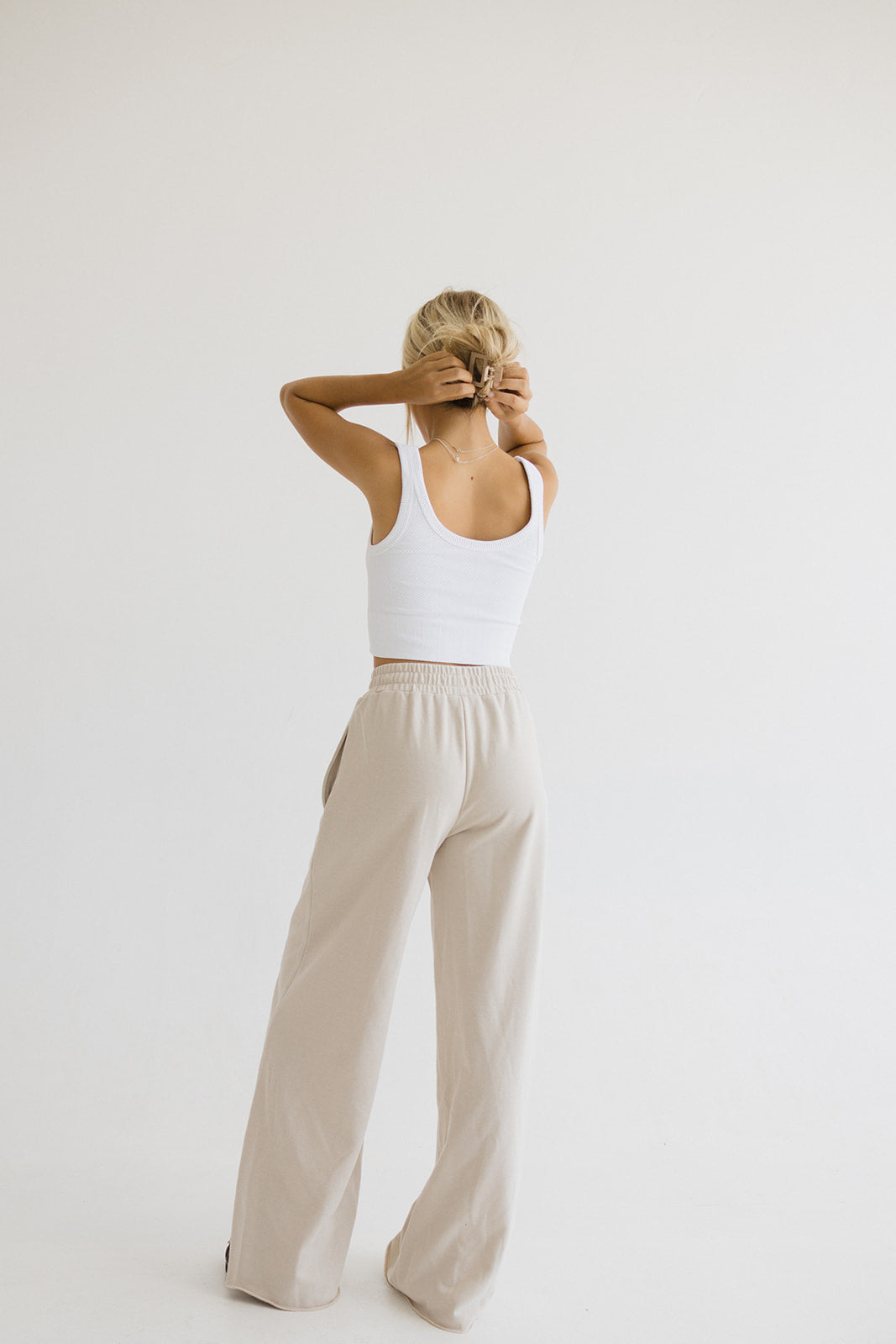 Kira Wide Leg Sweatpants // Beige
