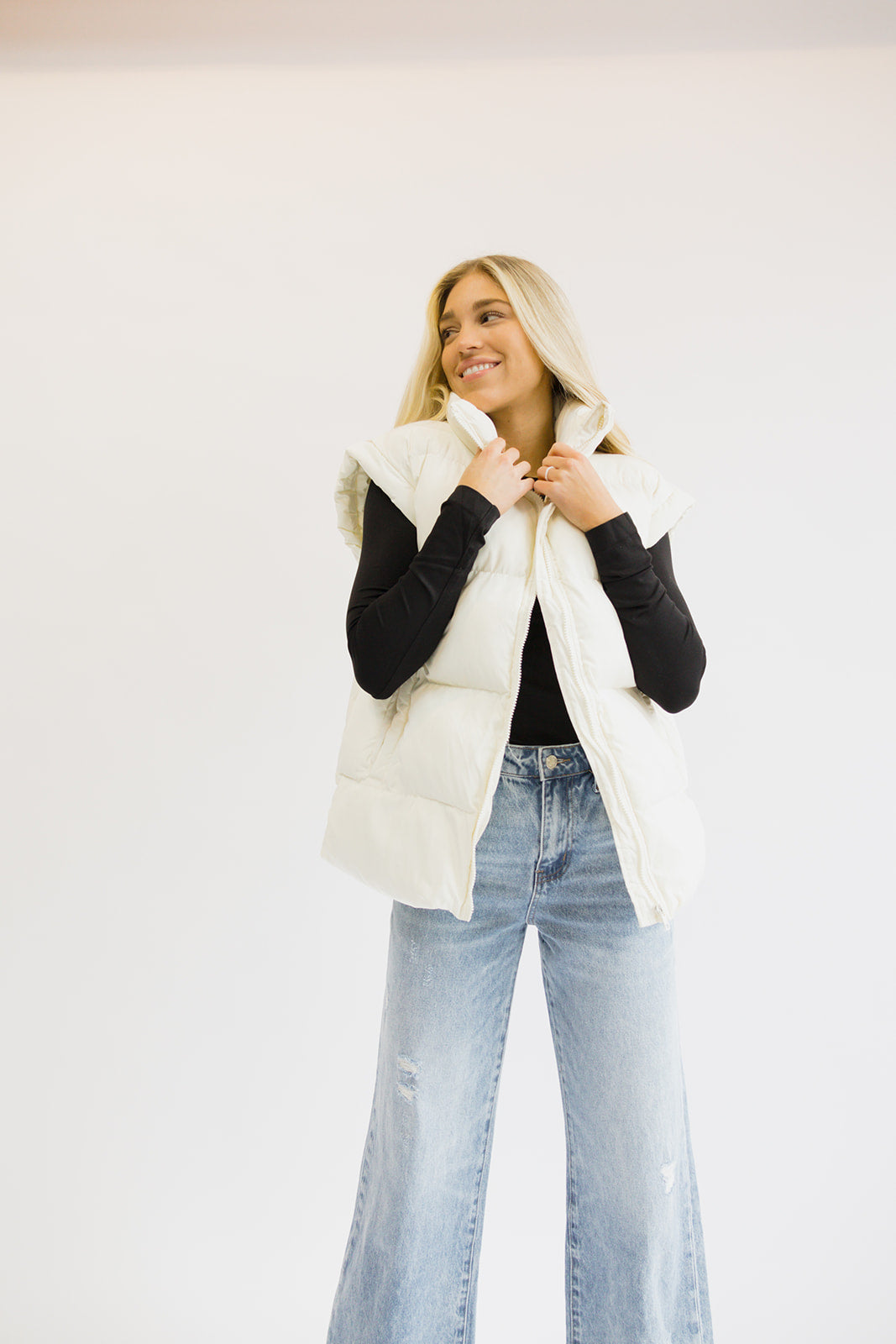 Ava Puffer Vest // Cream