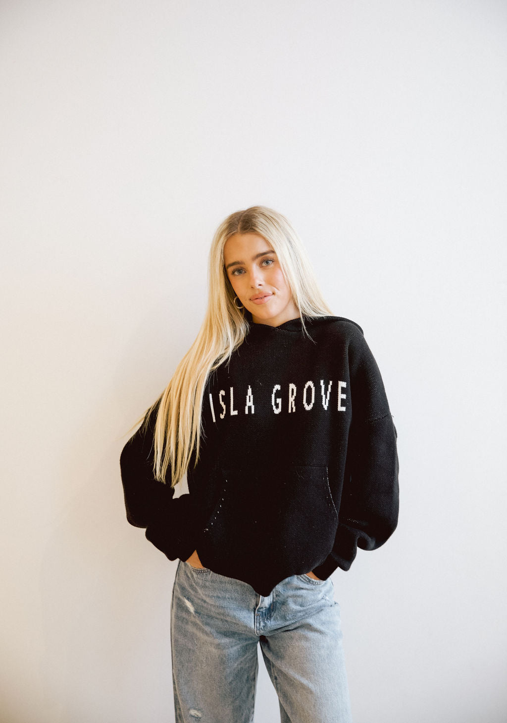 Isla Grove Original Knit Hoodie // Onyx
