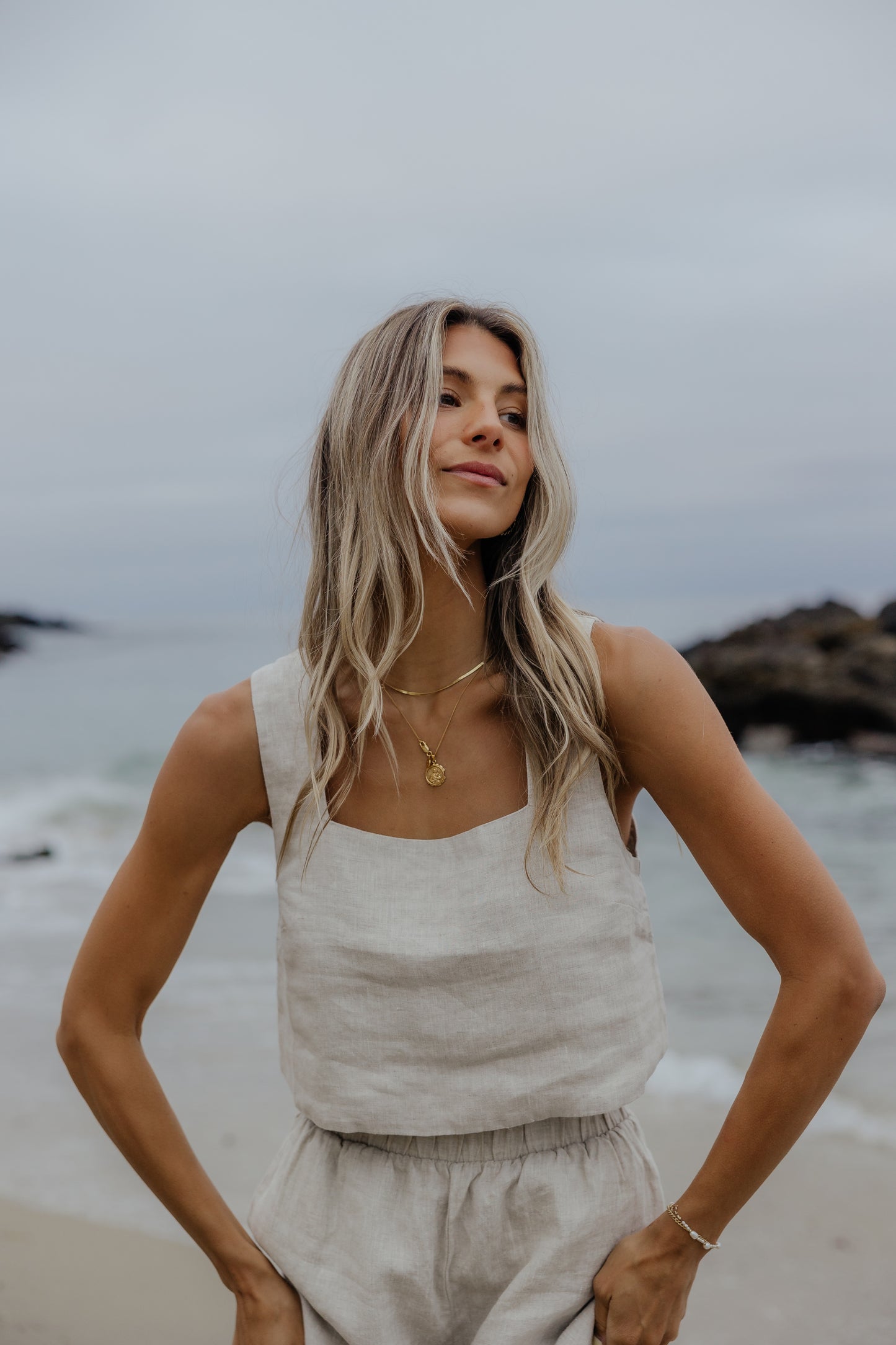 Sandy Linen Square Neck Top