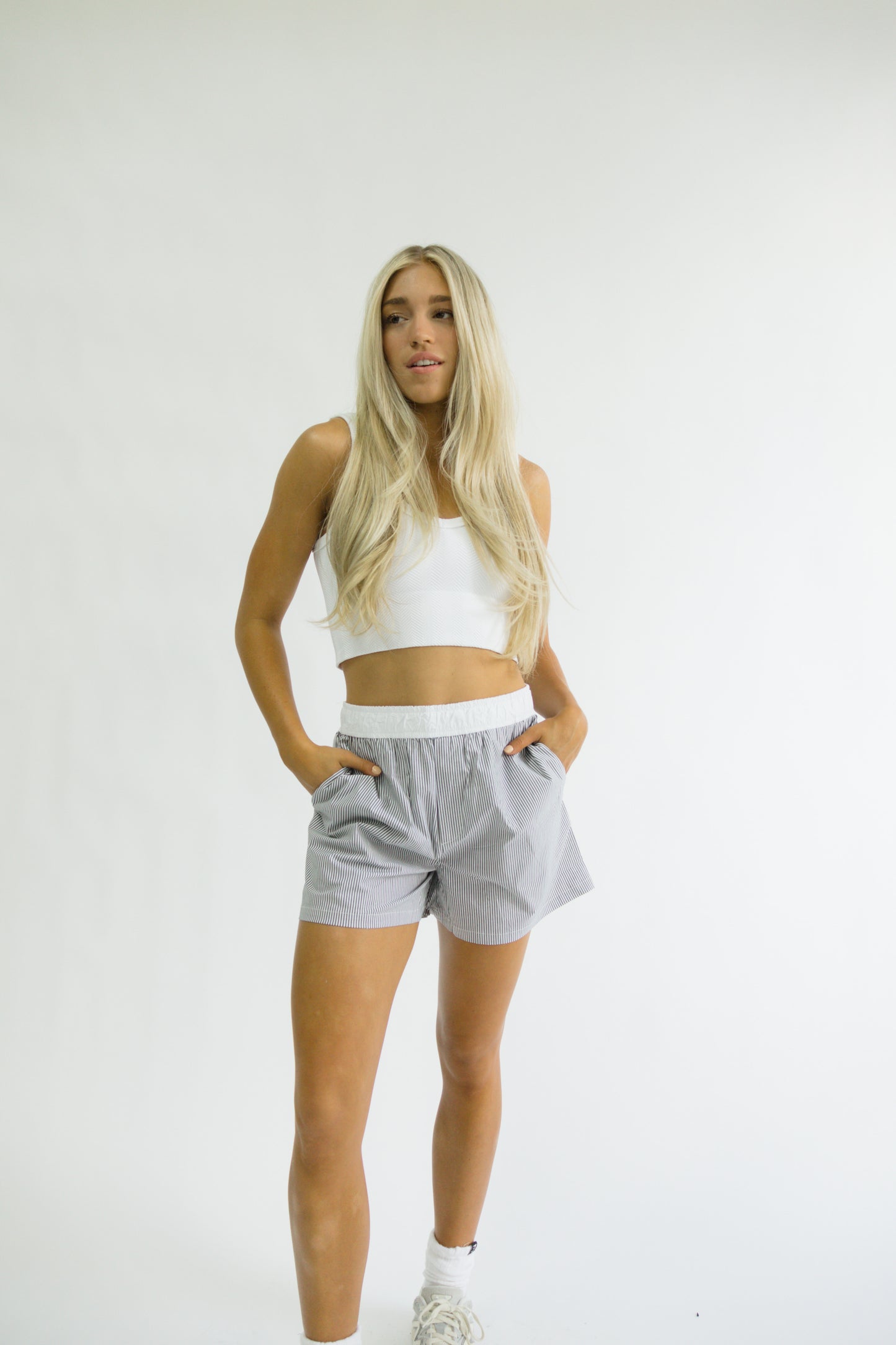 It Girl Boxers // Charcoal Stripe