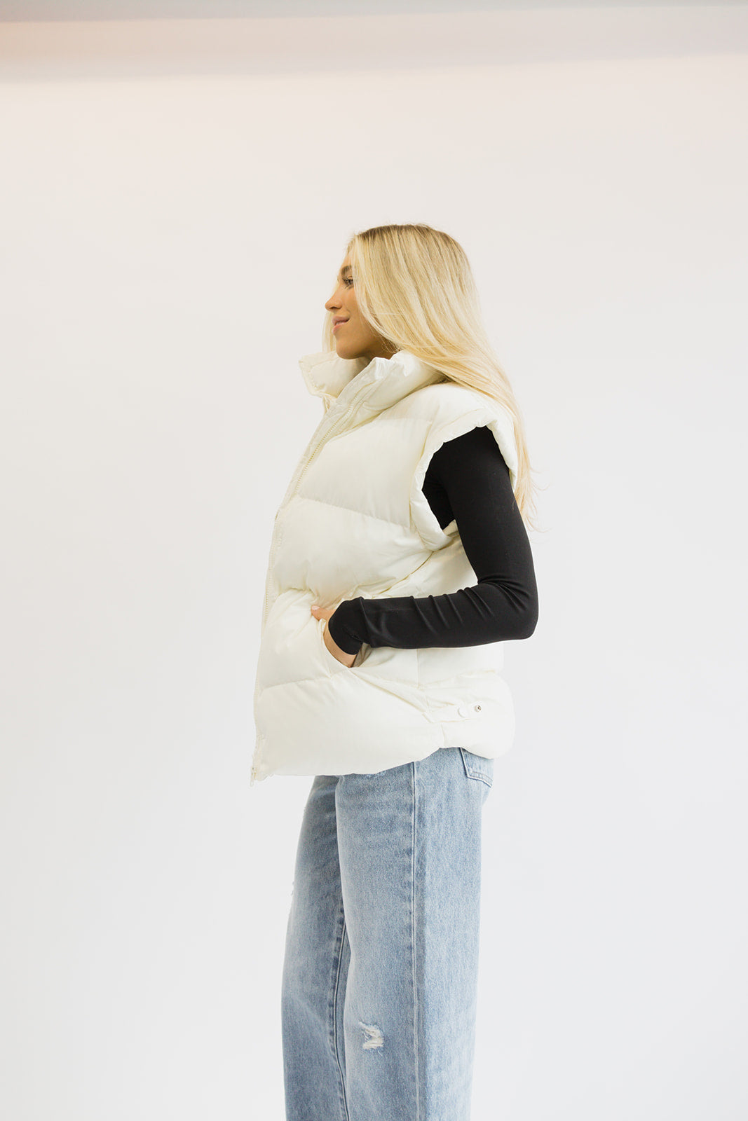Ava Puffer Vest // Cream