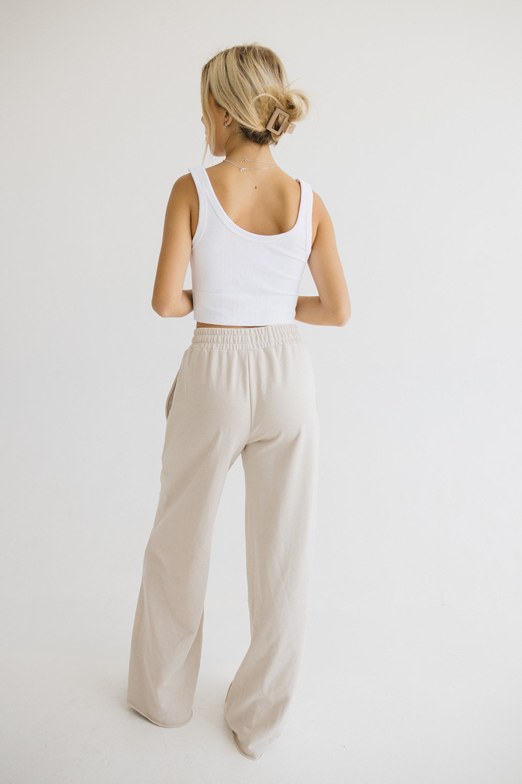 Kira Wide Leg Sweatpants // Beige