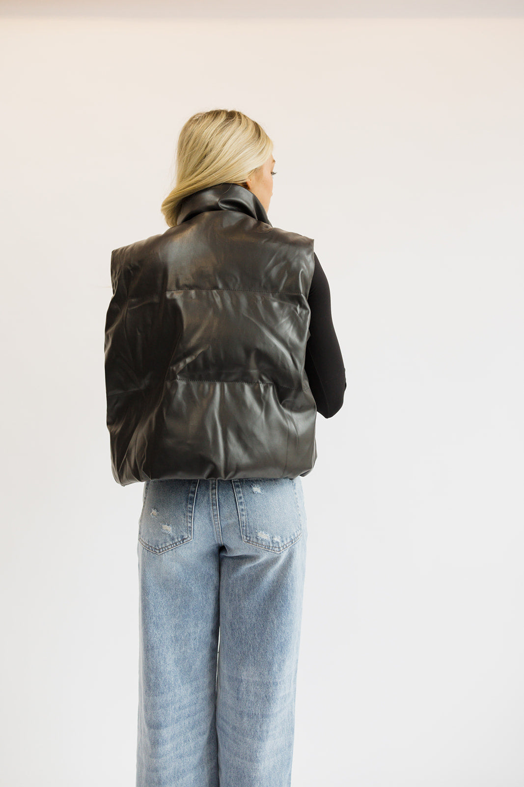 Street Chic Faux Leather Puffer Vest