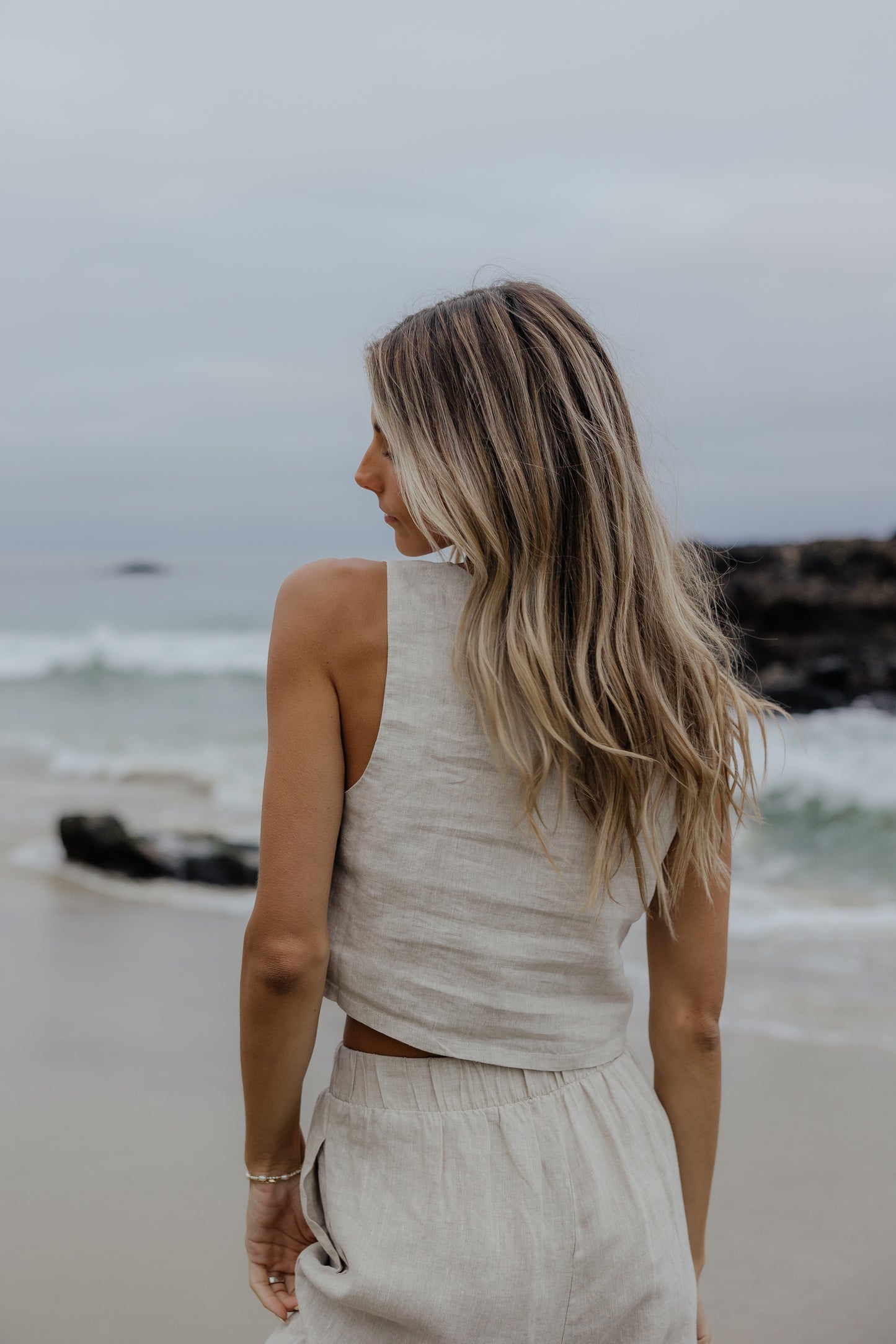 Sandy Linen Square Neck Top
