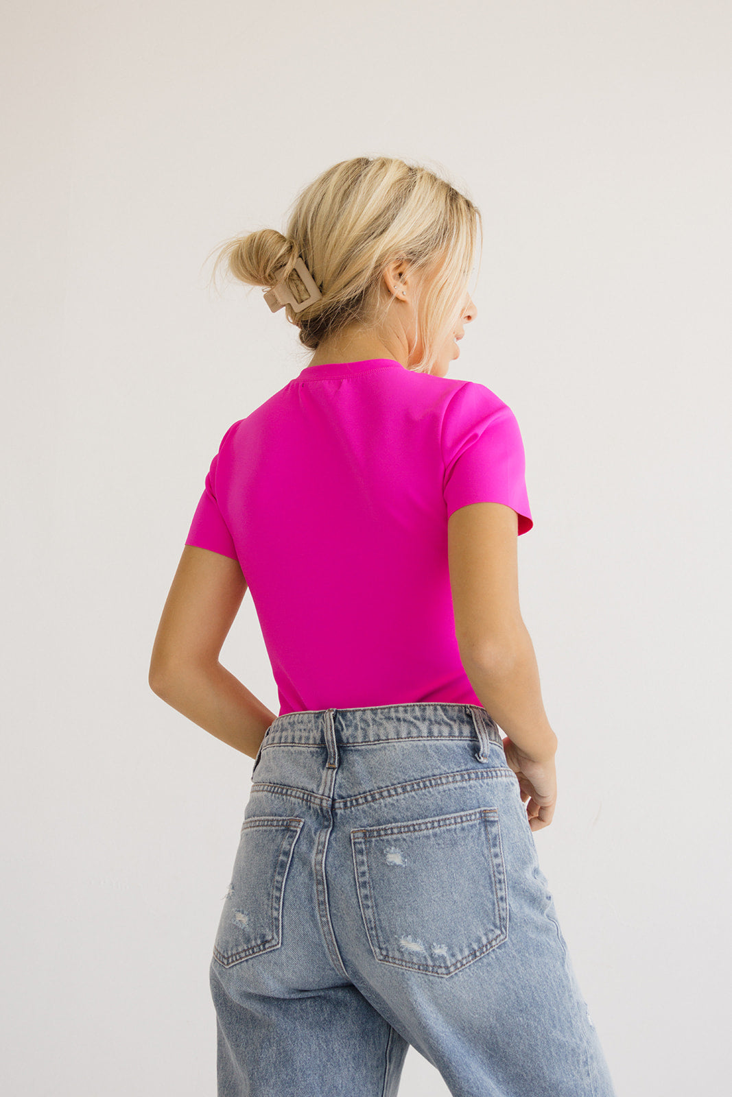 Smoothing T-Shirt Bodysuit // Pink Highlighter