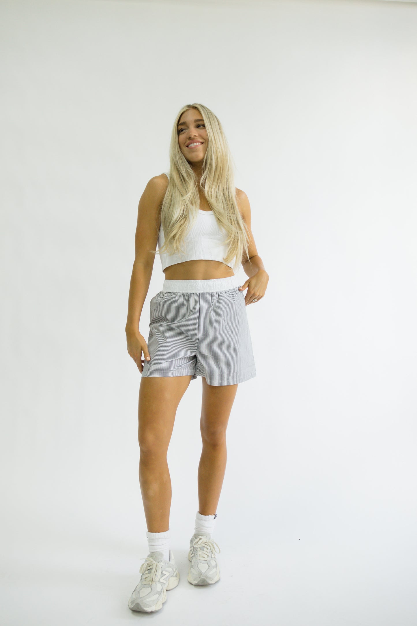 It Girl Boxers // Charcoal Stripe