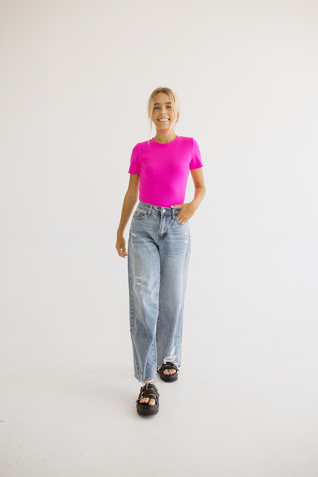Smoothing T-Shirt Bodysuit // Pink Highlighter