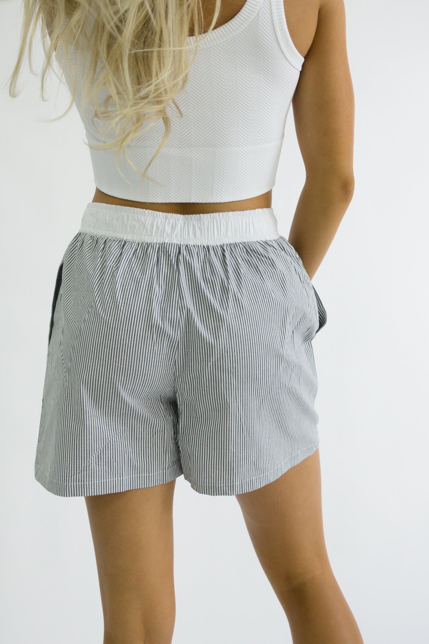 It Girl Boxers // Charcoal Stripe
