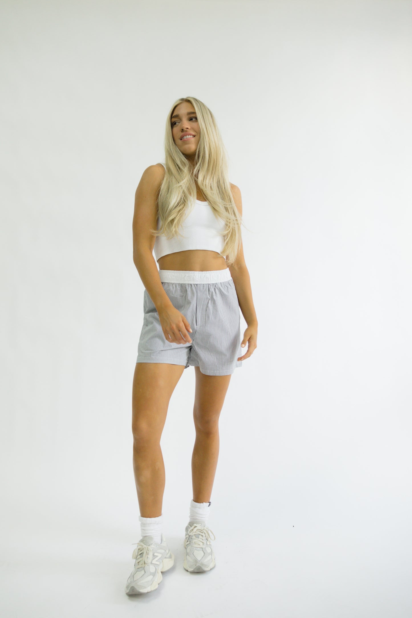It Girl Boxers // Charcoal Stripe
