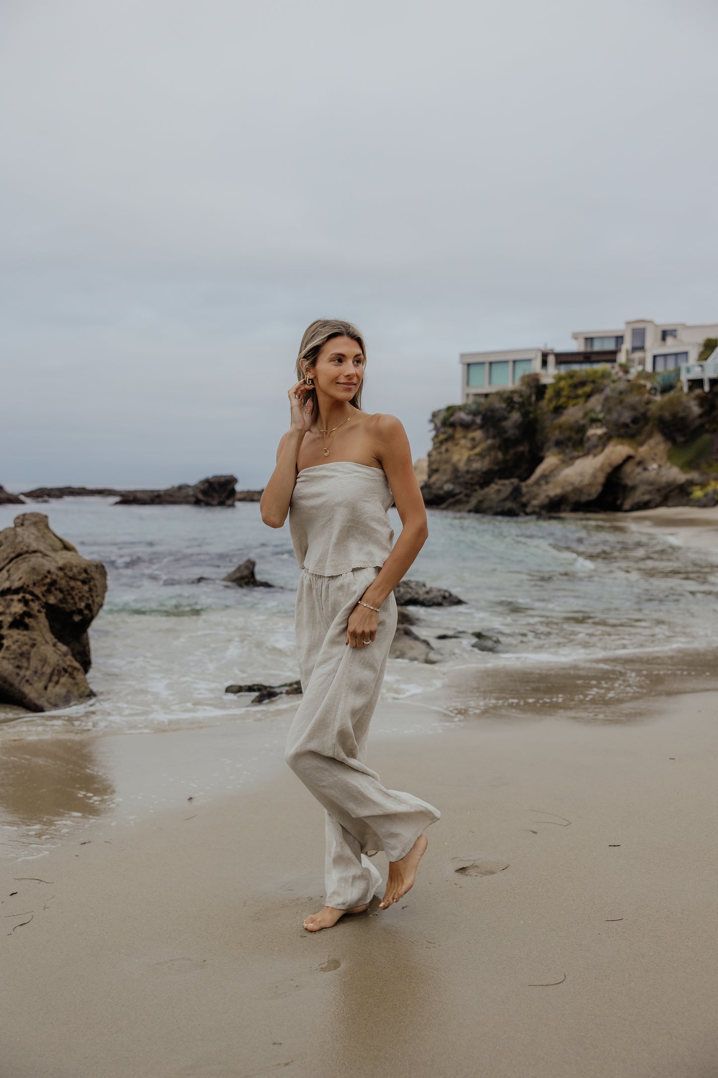 Sandy Linen Wide Leg Pants