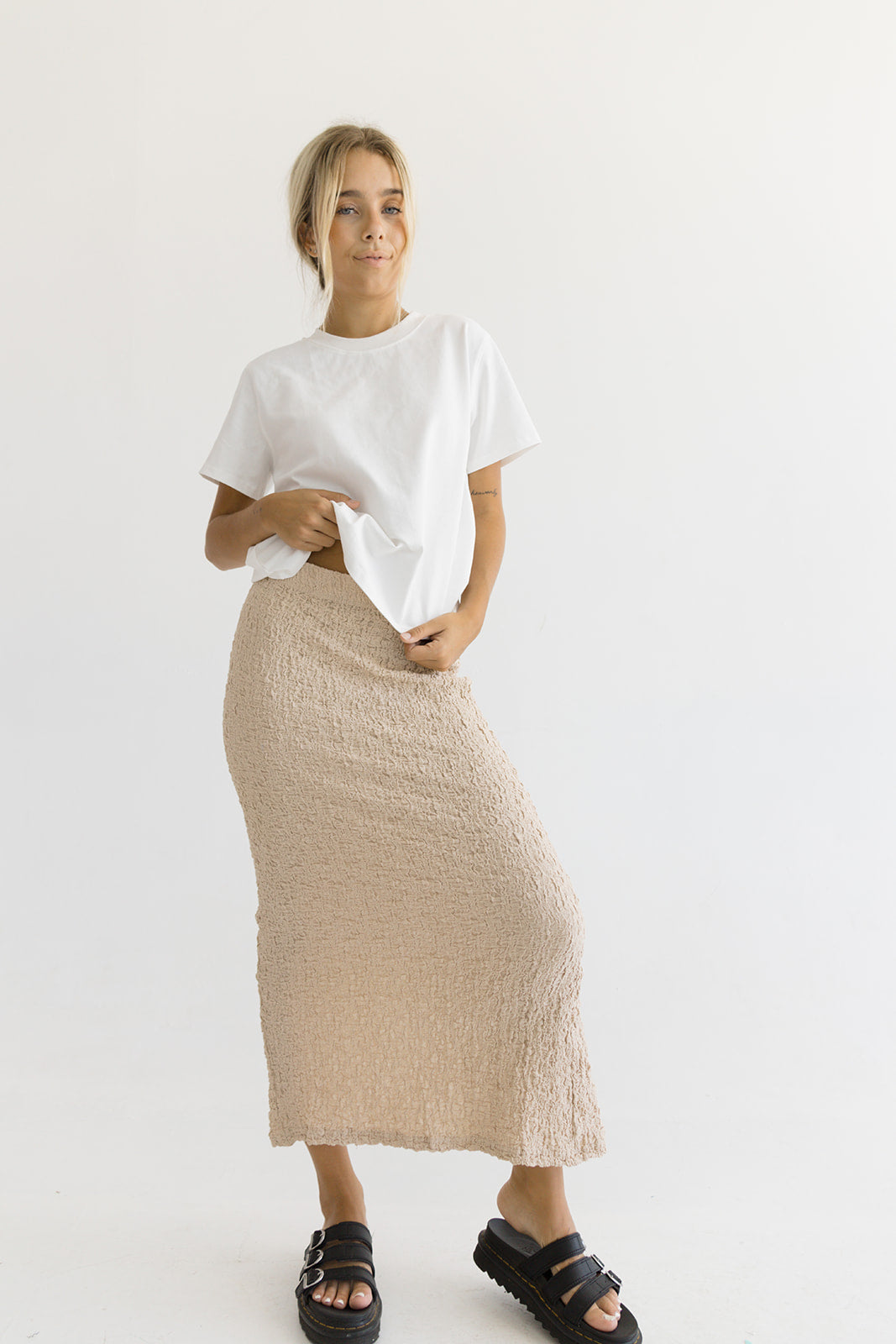 Audrey Textured Midi Skirt
