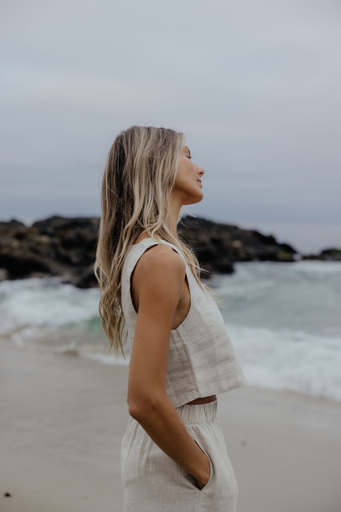 Sandy Linen Square Neck Top