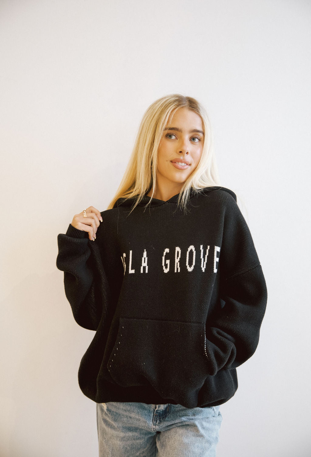 Isla Grove Original Knit Hoodie // Onyx