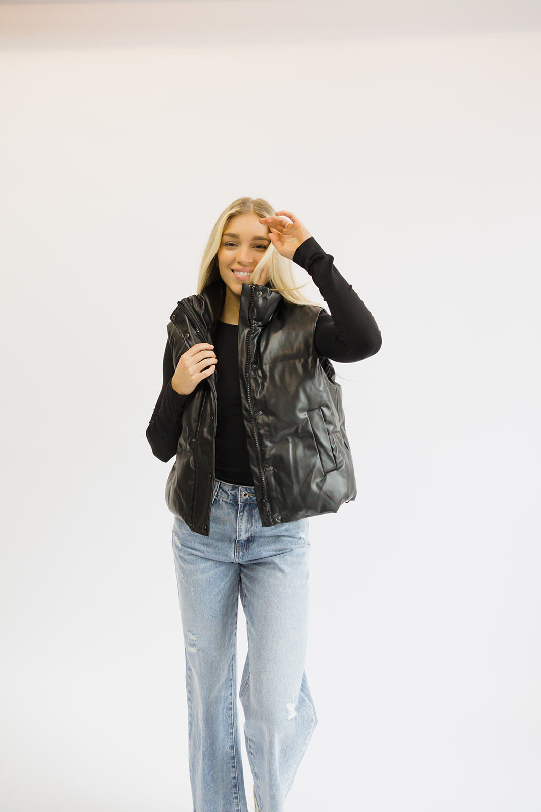Street Chic Faux Leather Puffer Vest
