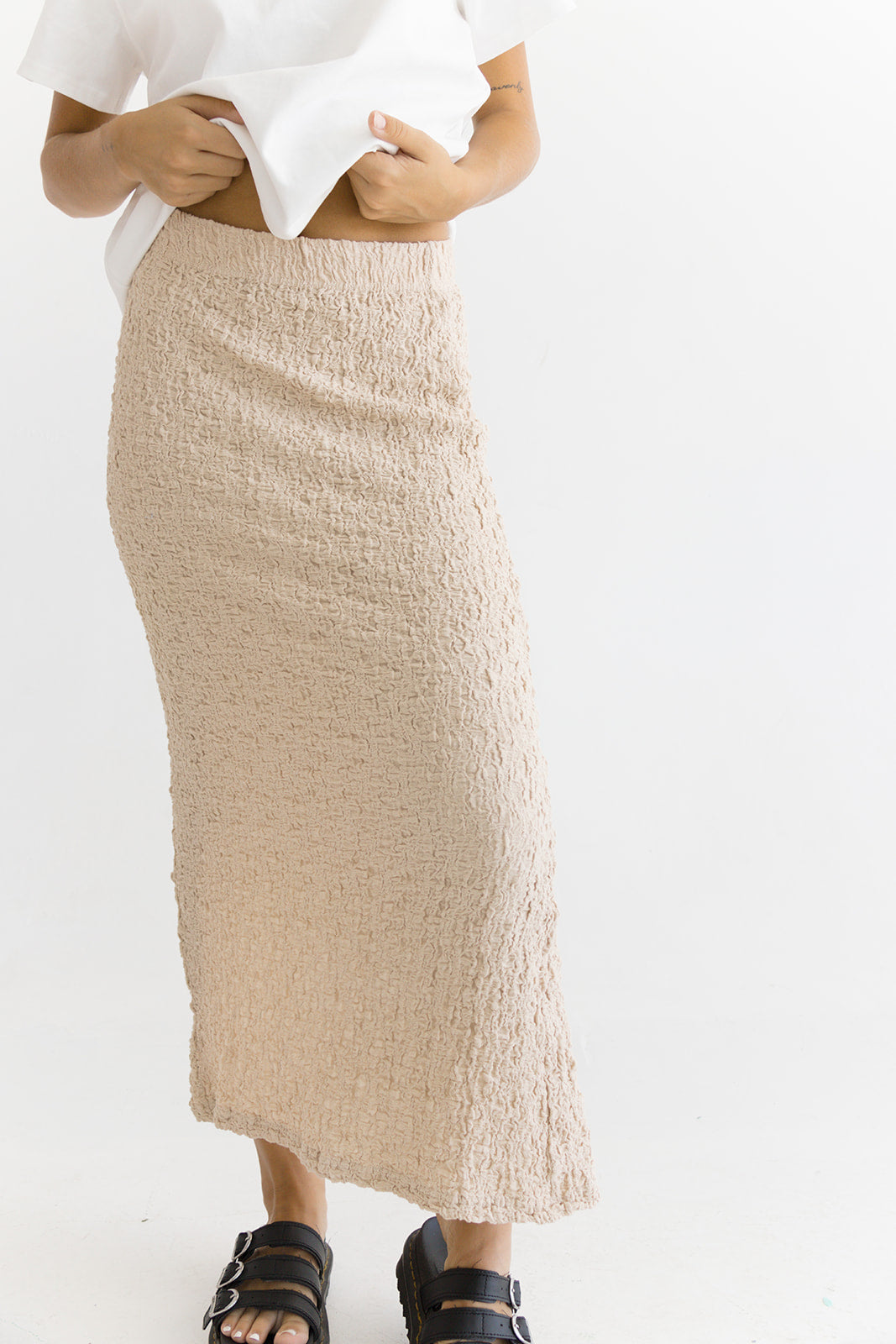 Audrey Textured Midi Skirt
